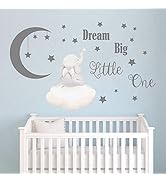 Runtoo Dream Big Little One Wall Decals Elephant Inspirational Quotes Kids Wall Stickers for Bedr...