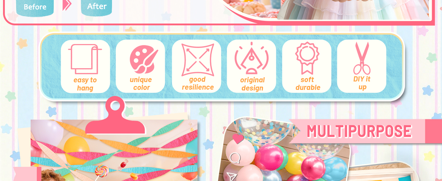Rainbow party streamers