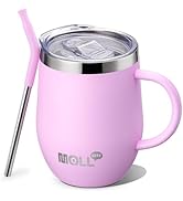 Mollcity Kids Tumbler with Handle 12 oz Stainless Steel Double Wall Vacuum Insulated Cup with Lid...