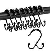 Shower Curtain Hooks,Rust Proof Metal Double Roller Glide Shower Curtain Rings for Bathroom,Set o...