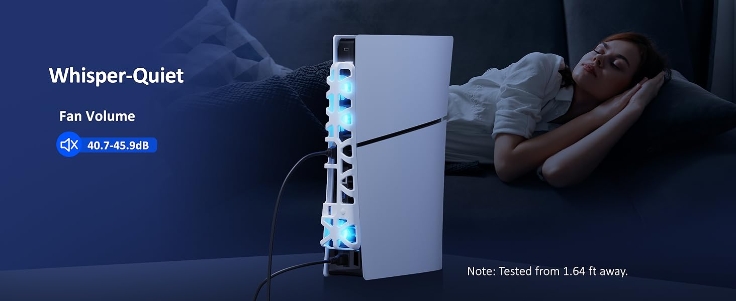 The sound of the fan is very quiet as a woman sleeps in bed
