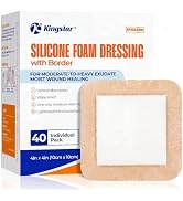 Kingstar Silicone Foam Dressing 4x4 Inch, 40 Pack - Gentle Adhesive Dordered Foam Dressing, High ...