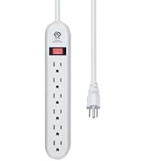 OSKOS 6-Outlet Surge Protector with 3-Foot Power Cord, 500 Joules, 15A/1800W, Wall-Mountable, UL ...