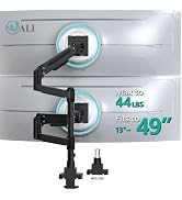 WALI Vertical Dual Monitor Arm for 13-49 inch Curved Screens, up to 44 lbs | Heavy Duty Stacked U...