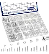 maierke 1020Pcs M1 M1.2 M1.4 M1.6 M2 M2.5 Metric Micro Screws Nuts Assortment, Hex Nuts, Small Ma...
