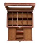HELMDY Leather Watch Box with Drawer-10 Slots Locking Jewelry Watches Holder for Men-Luxury Watch...