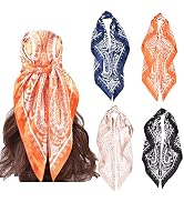 upeilxd 4Pcs Silk Head Scarves for Women Satin Hair Scarf 35”Large Square Bandana Silk Like Neck ...