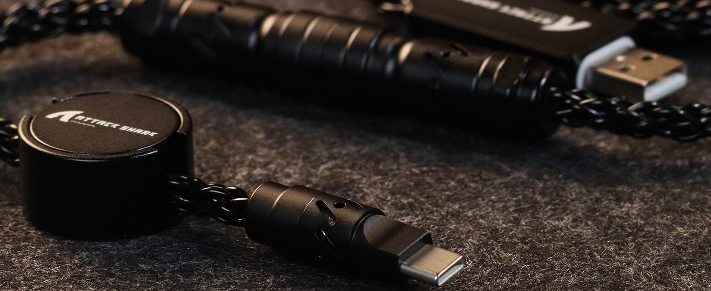 ATTACK SHARK C07 RGB Braided Aviation USB Cable 5PIN for Phone Printer Keyboard PS4 X68HE