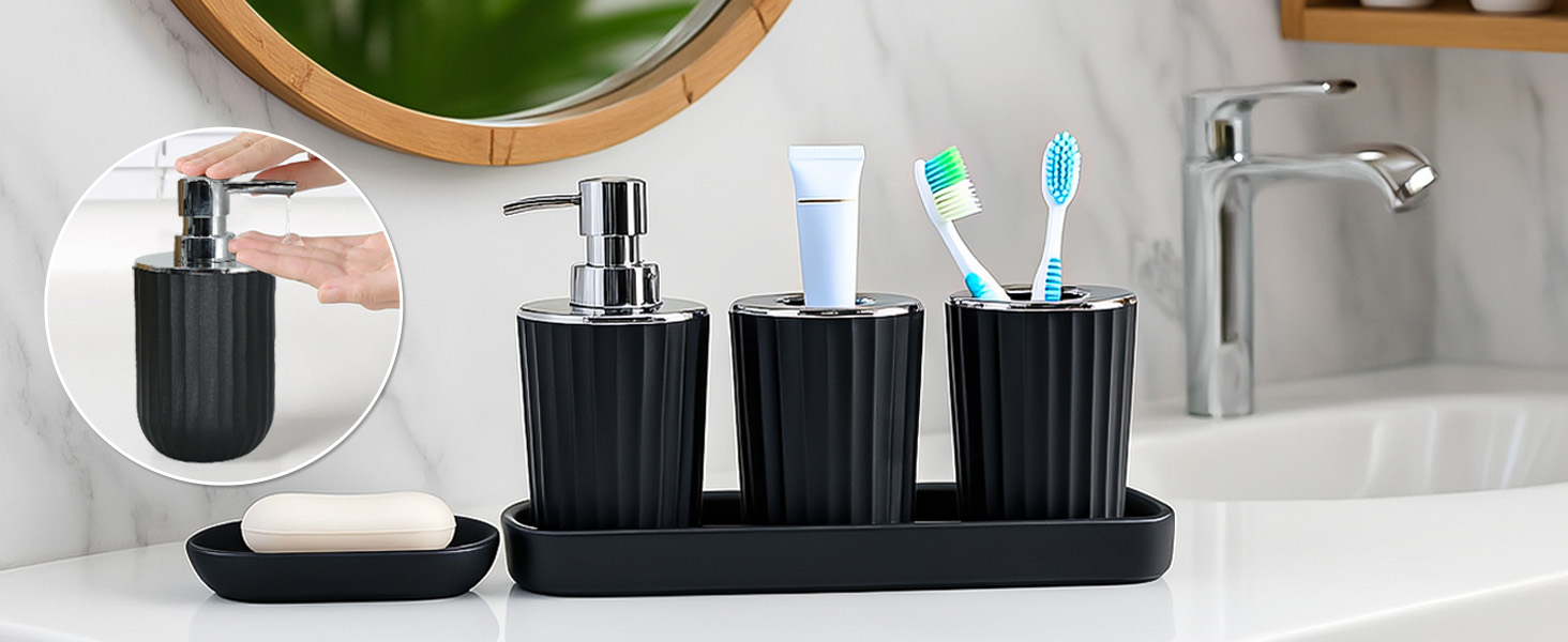 black bathroom set