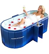 HLCZLUZ Portable Foldable Bathtub, Freestanding Bathtub No Installation, Bathroom SPA Soaking Bat...