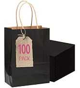 qiqee 100-Packs Black Paper Gift Bags with Handles Bulk 4.5"×2.5"×6" Mini Size Gift Bags Multiple...