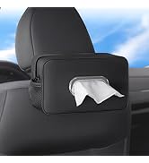 Multi-Functional Car Tissue Holder with ?2 Storage Nets, Upgraded PU Leather Tissue Box Cover, La...
