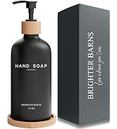 Black Glass Hand Soap Dispenser Bathroom Set by Brighter Barns - Bathroom Soap Dispenser Set with...
