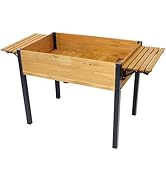 Donext Horticulture Raised Garden Bed, Metal Leg Wood Planter Boxes with Folding Storage Shelf, M...