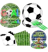 96PCS Soccer Birthday Party Supplies for 24 Guests – Soccer Party Plates and Napkins Set with 9” ...