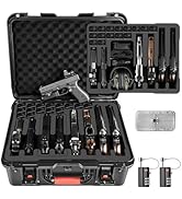 Pistol Gun Case for Multiple Handguns - Holds 8 Pistols & 15 Magazines, Pre-Cut Pistols Hard Shel...