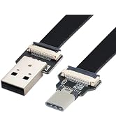 chenyang USB C Flat Cable USB 2.0 Male to USB C Male Ribbon Flex Extension Cable Adapter 0.2M