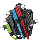 Travel Vacation Essentials USB C Multi Charging Cable, Right Angle 4 in 1 Charging Cable, Phone C...