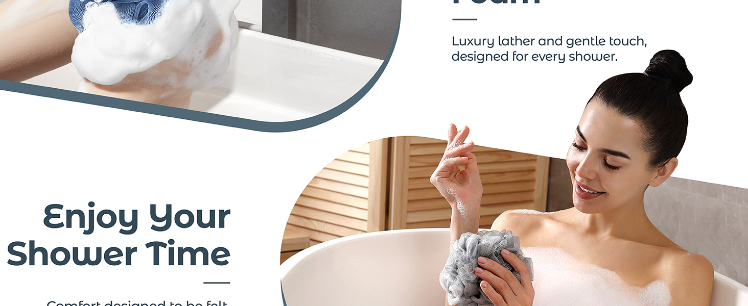 enjoy your shower time with Rnoafmu loofah sponge