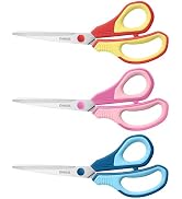 QMVESS 8.5" Scissors All Purpose 3 Pack, Ultra Sharp 2.5mm Thick Blade Scissors for Office, Profe...