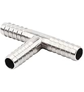 Beduan Stainless Steel 5/16" Hose Barb, 3 Way Tee T Shape Barbed Co2 Splitter Fitting