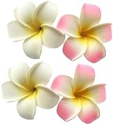 4Pcs White and Pink Hawaiian Frangipani Plumeria Clips and Barrettes Foam Head Flower Party Beach...