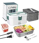 PHIWILLS 80W Electric Lunch Box 1.8L Container Food Warmer Heater, 12V/24V/110V Self Heating Lunc...