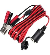 SPARKING 12FT 12V Female Car Cigarette Lighter Socket Extension Cord with Battery Alligator Clips...