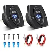Anina 2Packs Car Voltage Meter Monitor 12V/24V Voltmeter Gauge with LED Digital Display Round Pan...