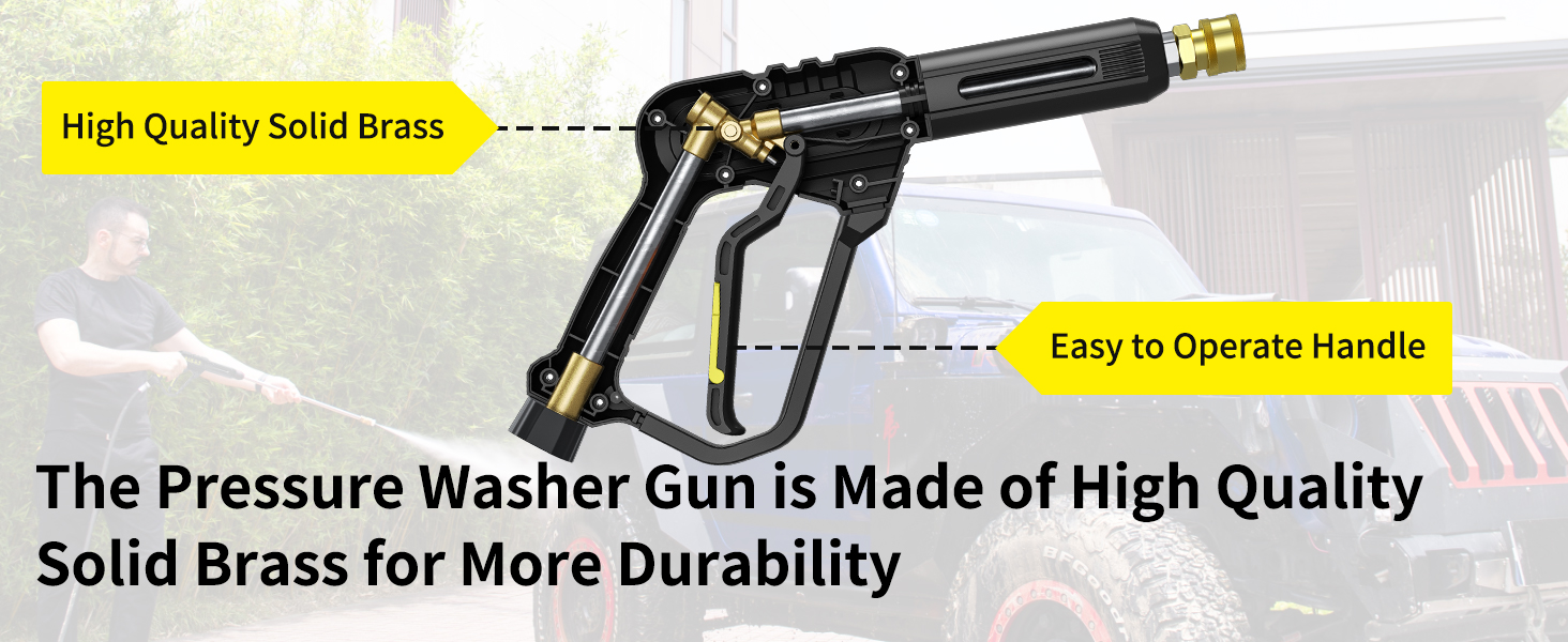 Pressure washer gun and hose