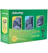 JALUXING 300 Plastic Forks Spoons Knives Heavyweight Utensils Disposable Silver...