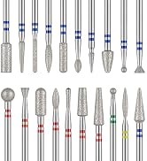 MelodySusie 20Pcs Nail Drill Bits Set, 3/32 Inch Diamond Cuticle Nail Bits Kit for Nail Drill E-F...