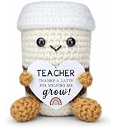 Viaosanza Handmade Crochet Mini Coffee Gifts with Thanks Teacher - Spring Decor for Retirement Pa...