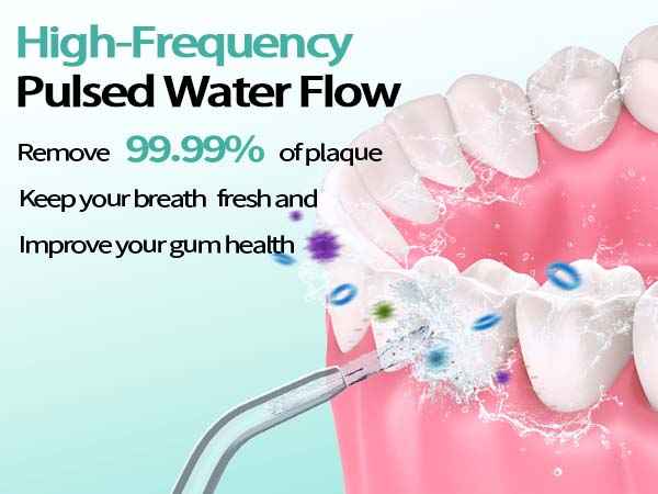 High-Frequency Pulsed Water Flow Remove 99.99% plaque,Keep your breath fresh,Improve your gum health