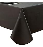 LIBERECOO Vinyl Tablecloth with Flannel Backing Linen Texture Pattern Table Cloth Stain-Resistant...