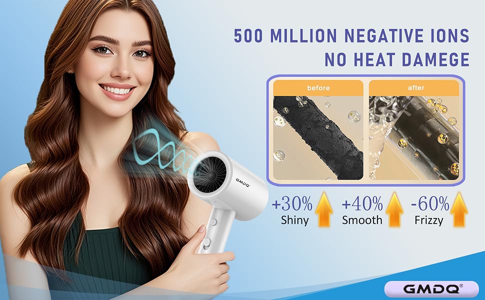 With negative ion technology, large wind fast dry hair.