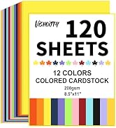 120 Sheets Colored Cardstock 8.5" X 11" Construction Paper 12 Assorted Colors Card Stock Printer ...
