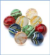 ARSUK Large Glass Marbles for Kids 10pcs Assorted Colour Marble Game and Marble Run Accessories L...
