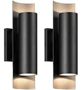 GOBLESON Outdoor Wall Lights, 2-Pack Porch Lights, Up Down 8.5W 3000K Modern Exterior Lighting Fi...
