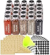 SWOMMOLY 25 Glass Spice Jars 8 oz Empty Spice Bottles with 713 Spice Labels, Chalk Marker and Fun...