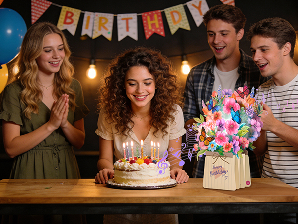 Musical and Lighting Pop Up Birthday Card for Friend
