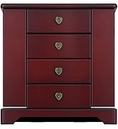 RR ROUND RICH DESIGN Jewelry Box - Made of Solid Wood with Cabinet Type 4 Drawers Organizer and 2...