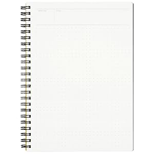 dot grid, double wire binding, perforated paper, header,