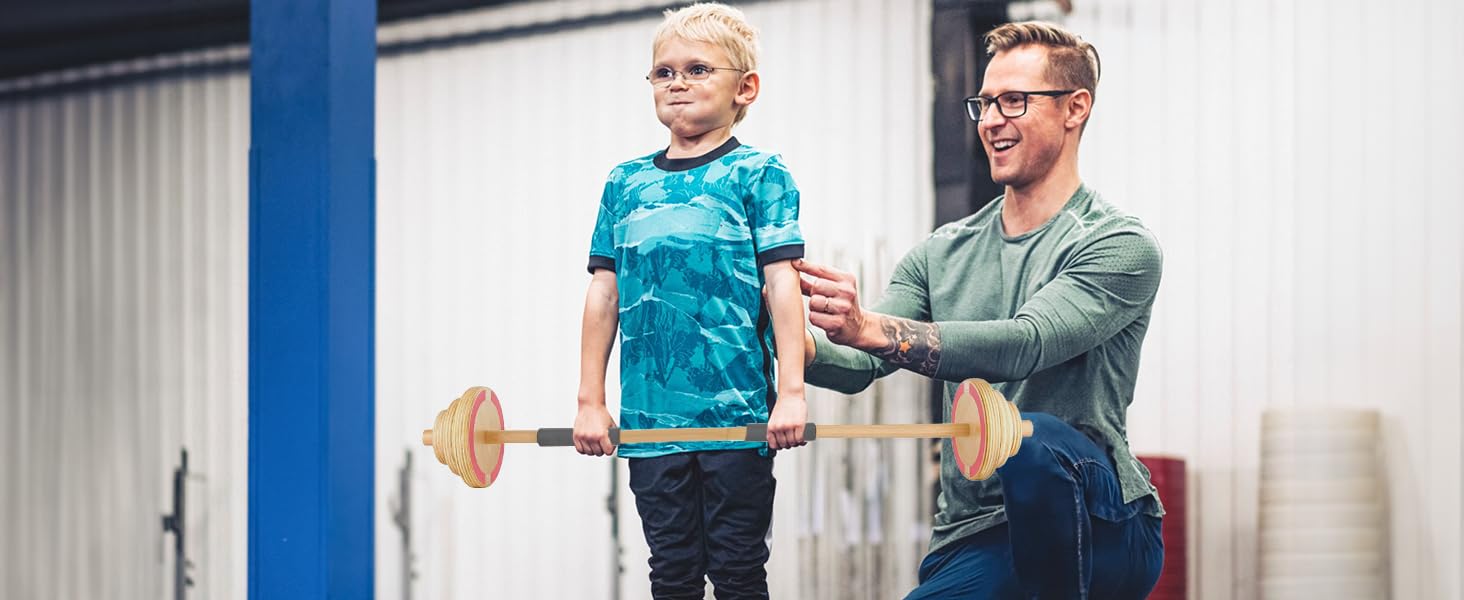 Kids Wooden Workout Play Weights Set
