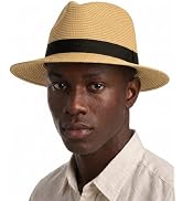 Zylioo XXL XL Straw Panama Sun Hat for Big Heads,M S UV Summer Fedora with Chin Strap,Beach Trave...