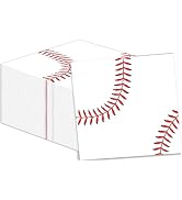50 Pcs Baseball Napkins 13 x 13 Inches, Baseball Paper Napkins Sports Theme Disposable Cocktail N...