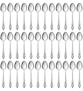Seeshine Teaspoons Set of 36, 6.7 inch Stainless Steel Bulk Dessert Spoons, Food Grade Mirror Pol...