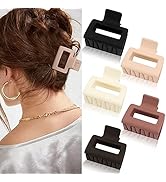 ATODEN 5 Pcs Square Hair Clips Matte Hair Claw Clips for Women Girls 2'' Square Claw Clips for Th...
