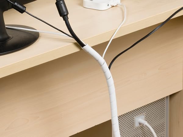 Wire Wrap, Cable Wrap, Cable Spiral Wrap, Wire Spiral Wrap, Cord Spiral, Wire Management White