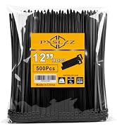PXSLZZ 12 Inch Zip Ties, 120LBS,0.3In Thick, 500Pack,Black Cable Ties | Self-Locking,Premium Nylo...